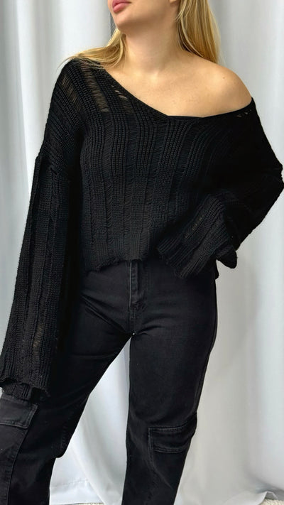 LBL Ripped sweater Black