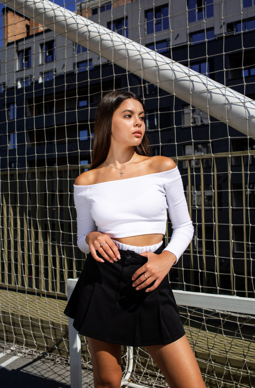 LuBlu Crop top with long sleeves White