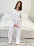 Longslis Pyjama+Hosen Jacquard White Longslis Pyjama+Hosen Jacquard White