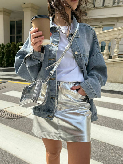 LBL Silver leather skirt