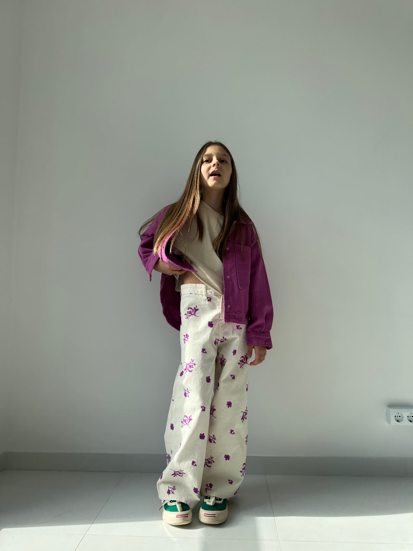 Jeans Lublu bambino Fiori Viola
