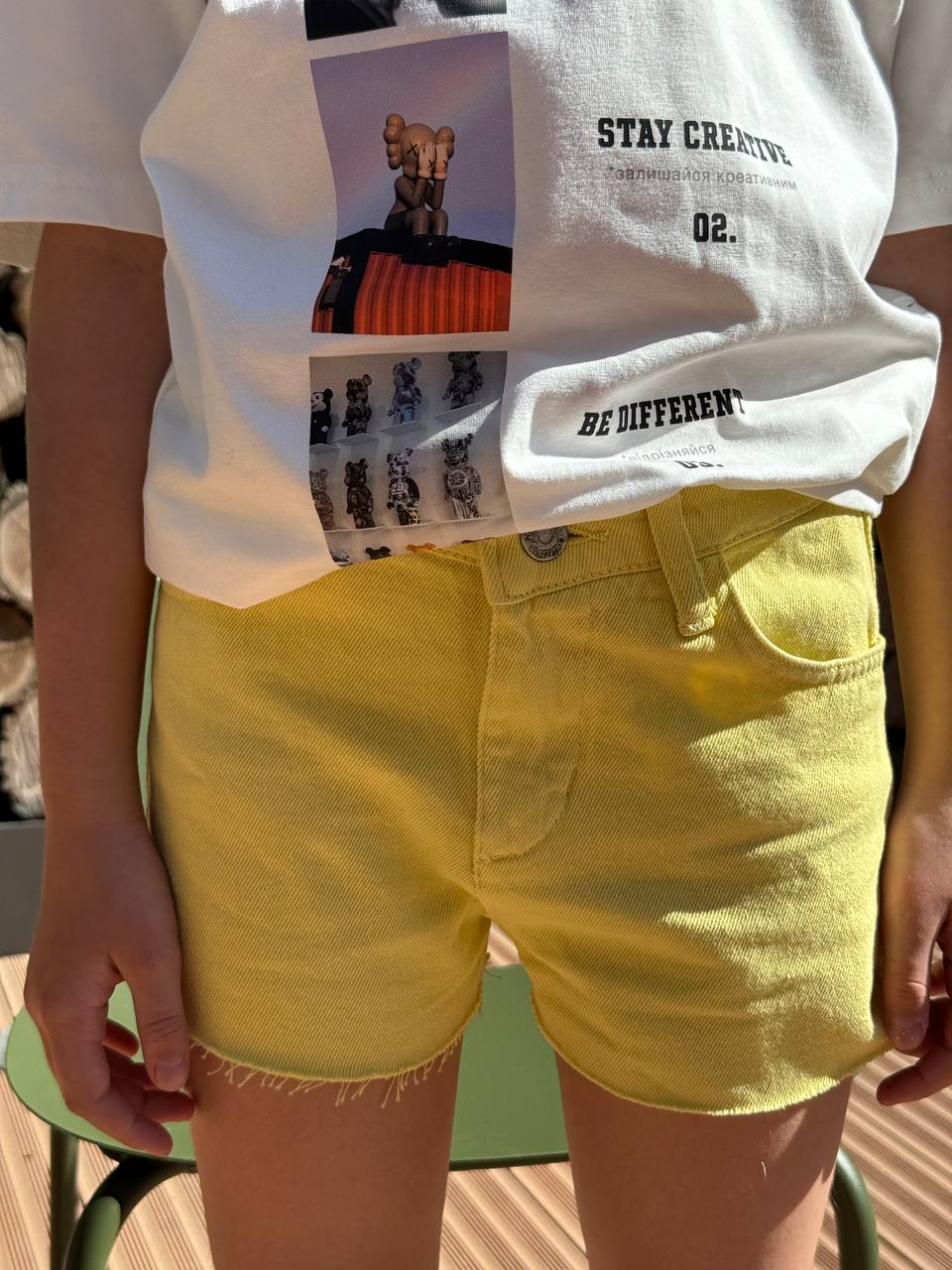 Lublu kids Ripped jeans shorts Yellow