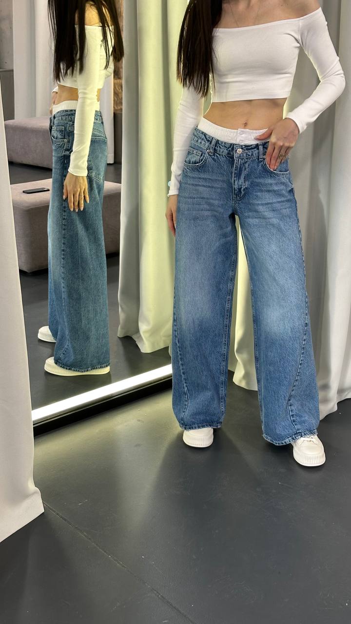 Wide leg boxer jeans Blue