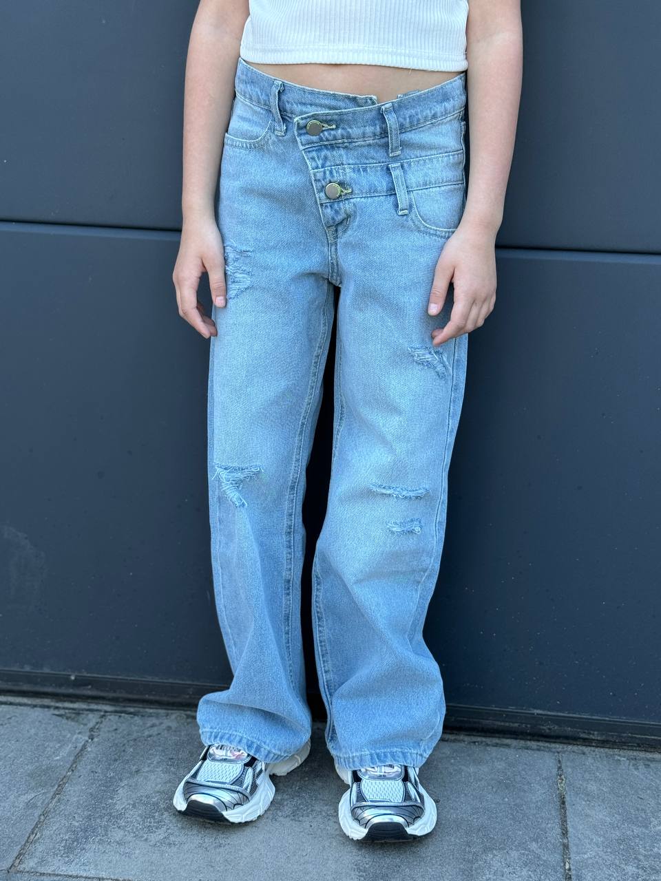 Lublu kids Jeans with double waistband Blue