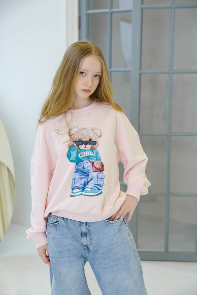 Teddy Girl Sweatshirt Pudra