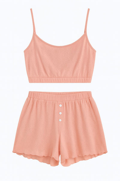Pyjama Top + Shorts Jacquard Rose