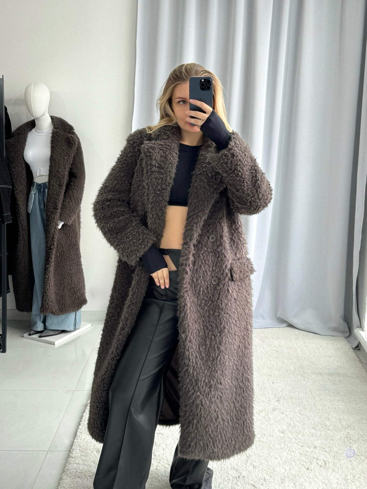 LBL Long Grey Fur Coat