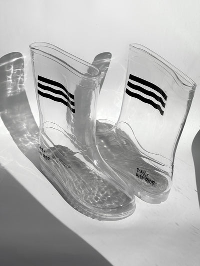 Rubber boots are transparent