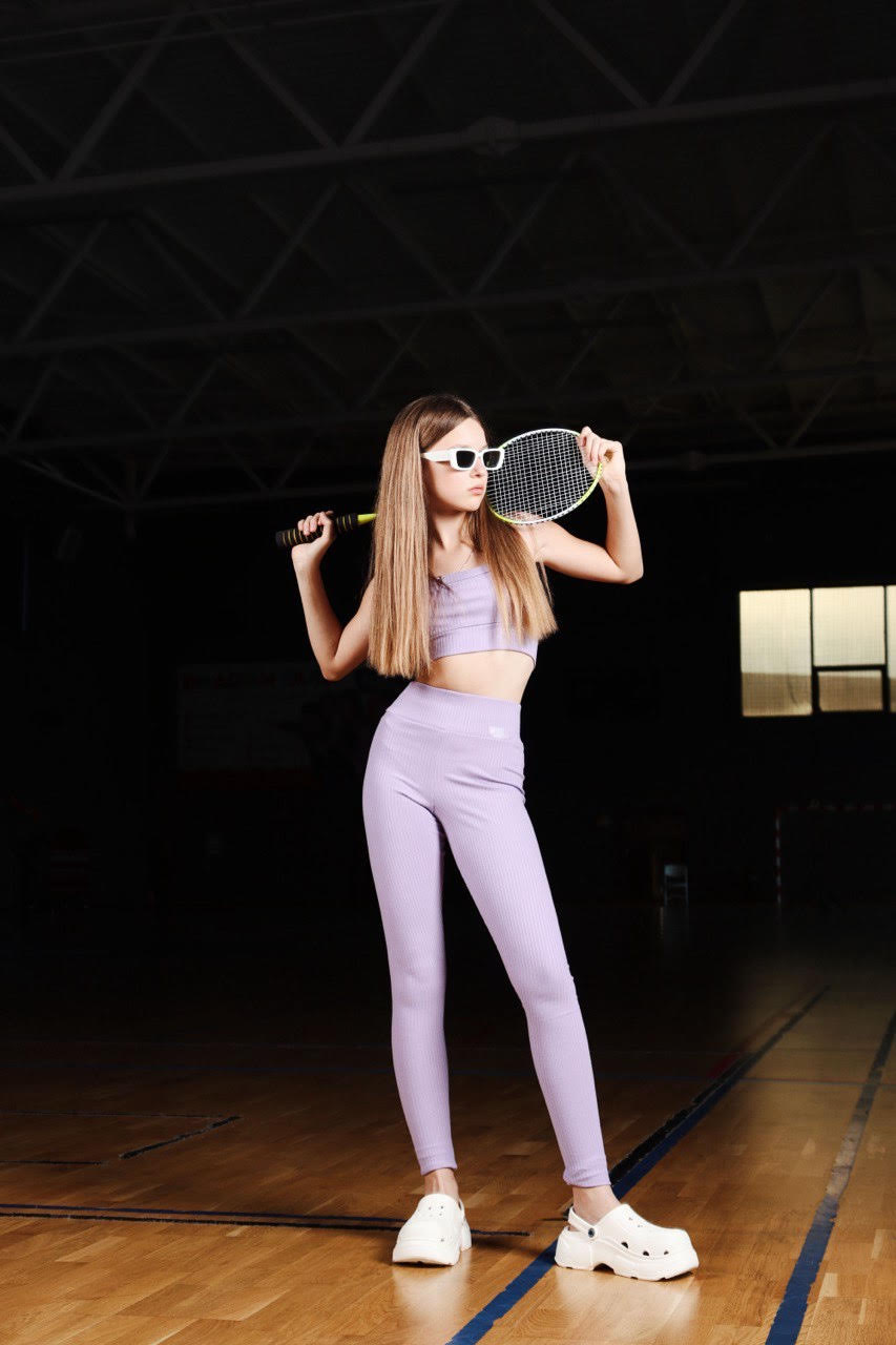 LuBlu Leggings with a rib Purple