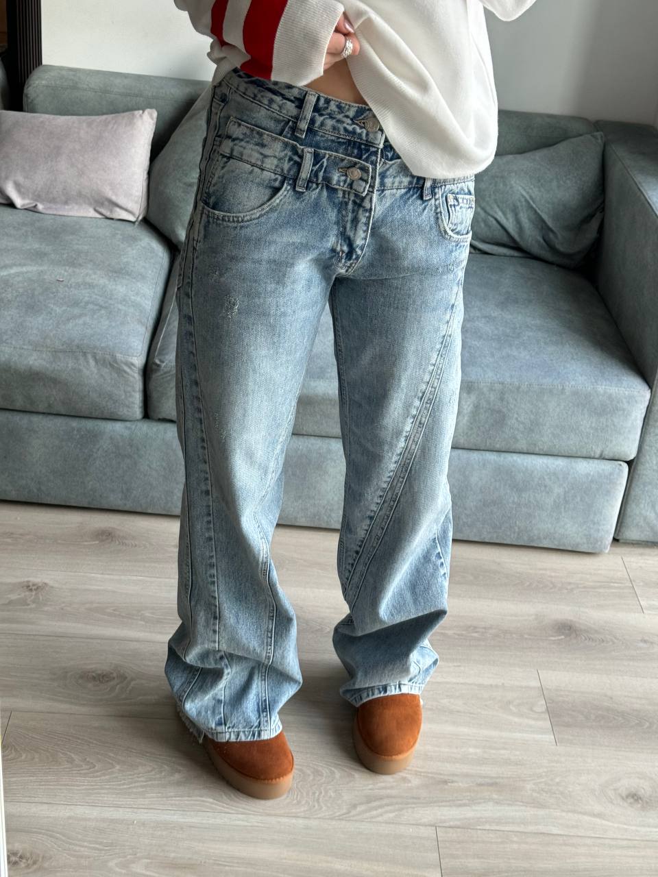 LBL Jeans with a double belt Blue