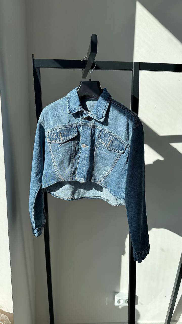 Lublu kids Denim jacket, shiny Denim/Silver