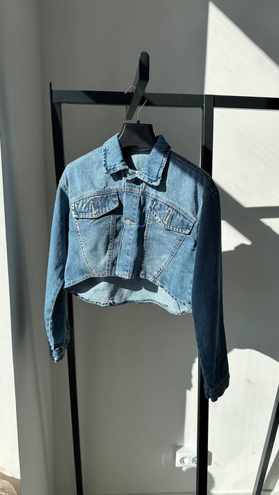 Lublu kids Denim jacket, shiny Denim/Silver
