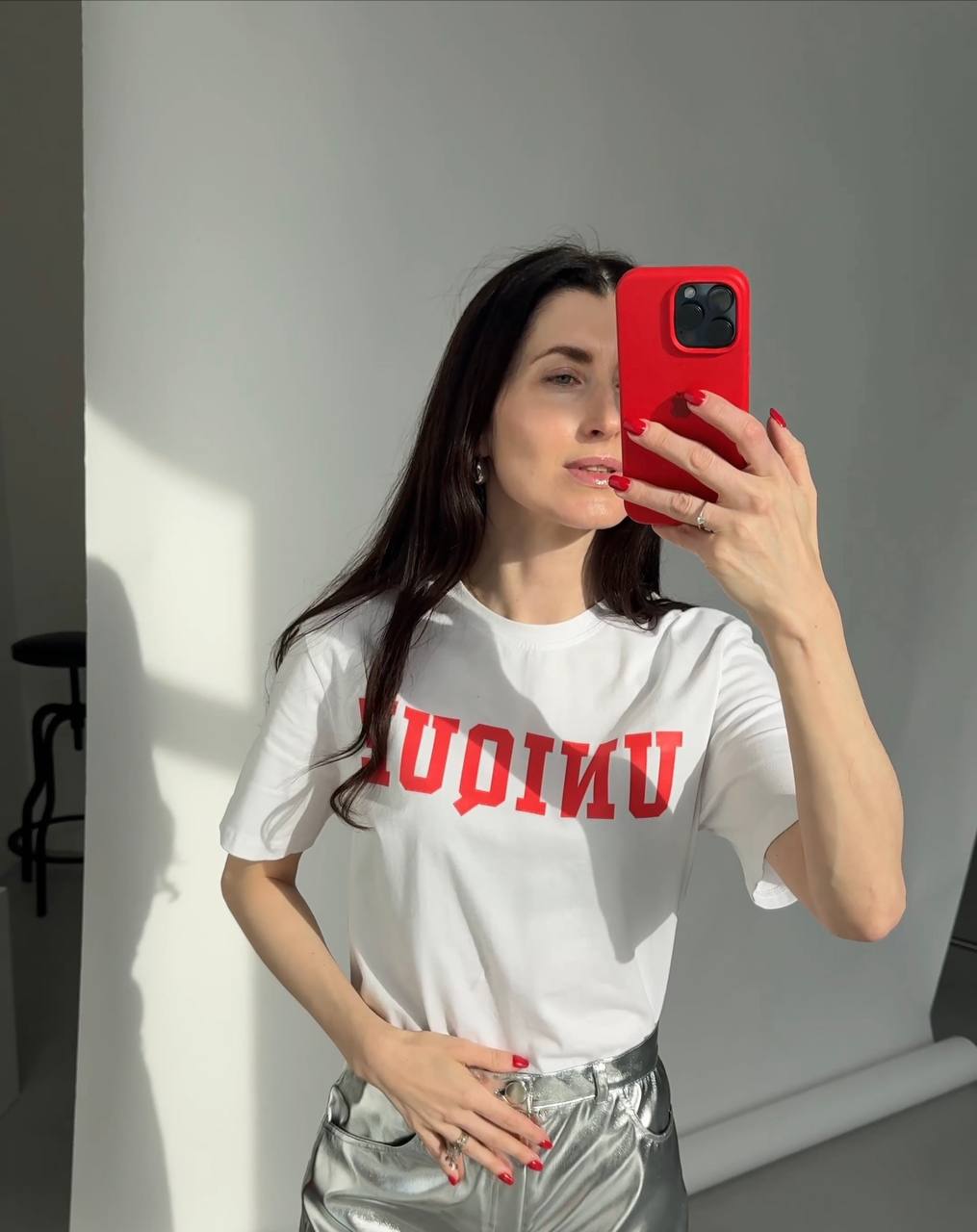 T-shirt LuBlu "Unique-rosso" Bianca