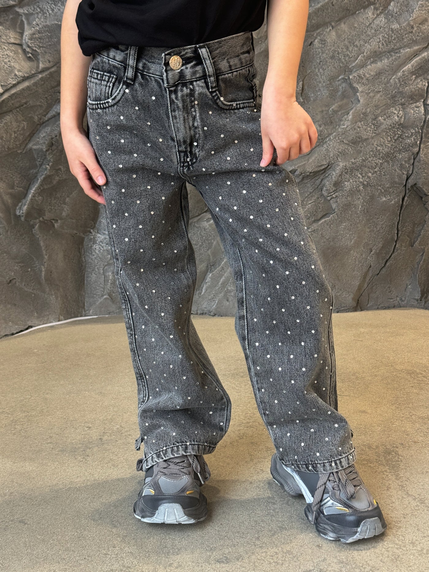 LuBlu kids Jeans with rhinestones Grey