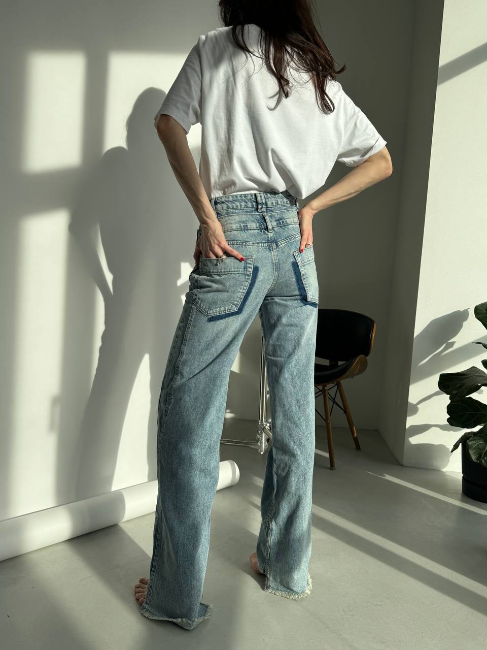 Jeans LBL con impunture Blu ghiaccio