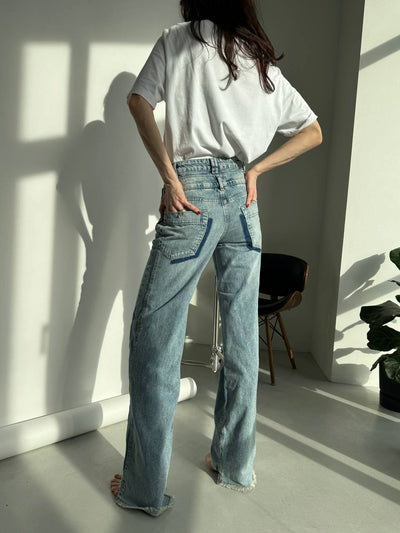 Jeans LBL con impunture Blu ghiaccio