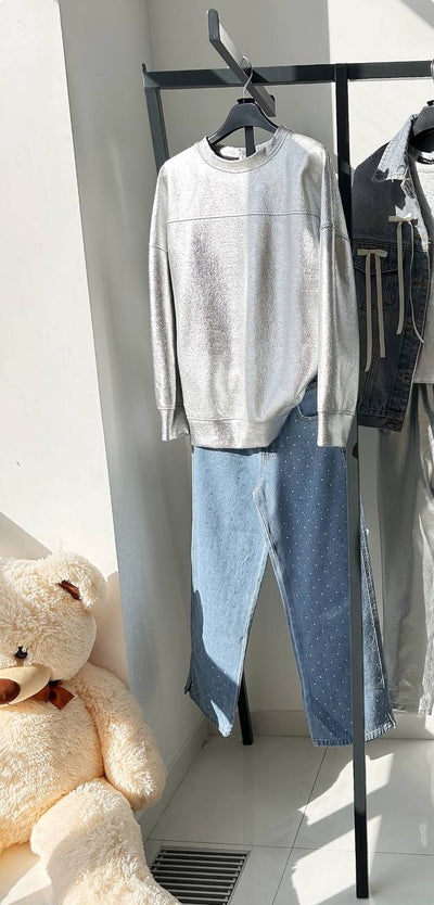 Jeans pour enfants Lublis avec des strass bleu