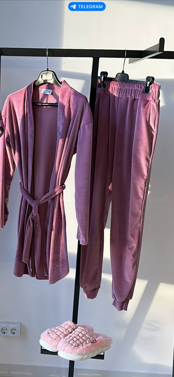 Dream Girl Home set of pants + robe Pudra