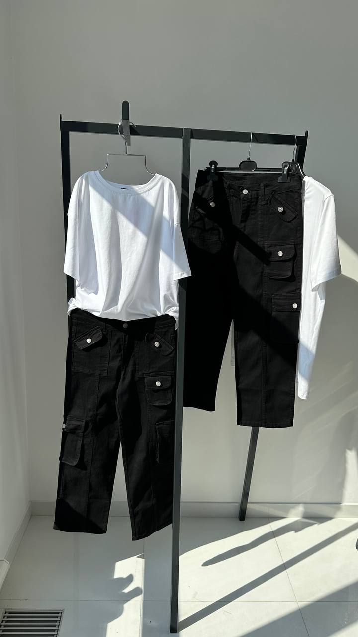 Lublu kids Jeans cargo per bambini Nero