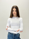 LBL crop top with sleeves White