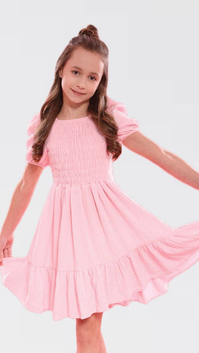 Dreams Girl Dress muslin elastic Rose