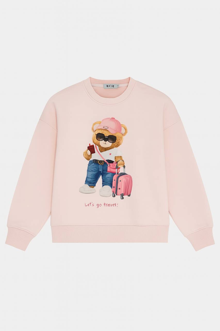 Teddy Girl Sweatshirt Pudra