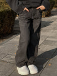 Lublu Kinder Gerade ausgefranste Jeans Grau