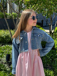 Lublu kids Denim jacket, shiny Denim/Silver