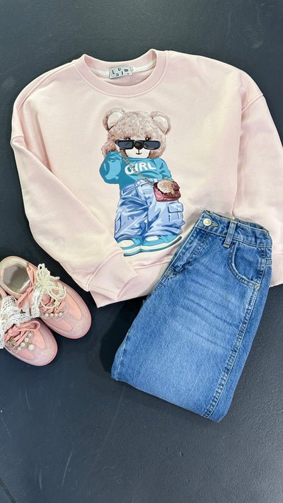 Teddy Girl Sweatshirt Pudra