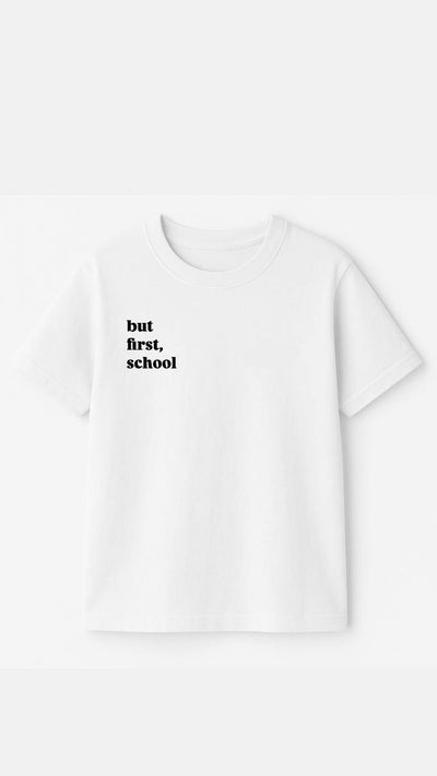 Футболка "But first, school" White