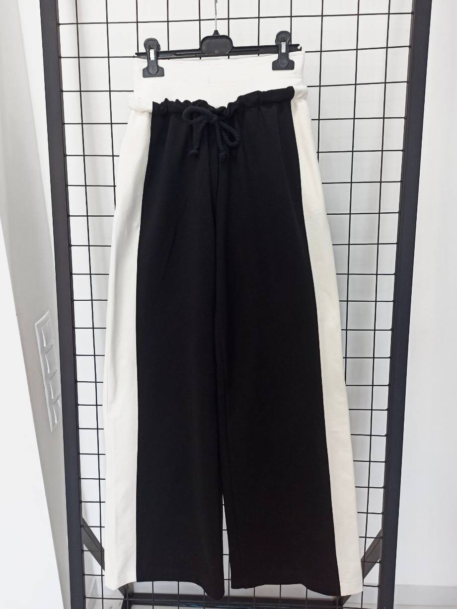 Lublu Pantalone sportivo fascia elastica larga Bianco/Nero