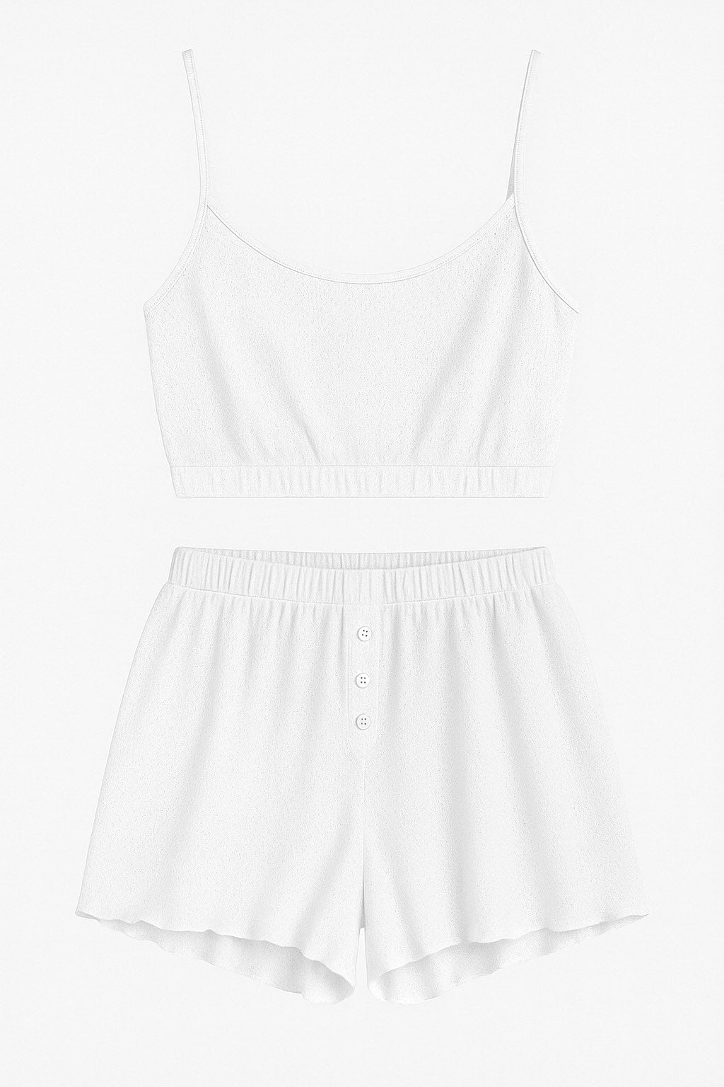 Jacquard White Pajama Top + Shorts