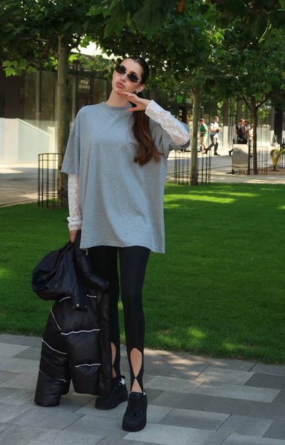 Leggings with straps Black