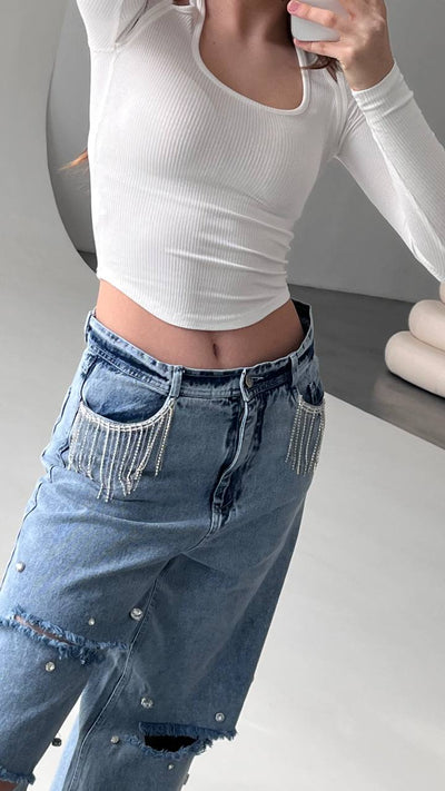 Les jeans Lublis brillent bleu clair