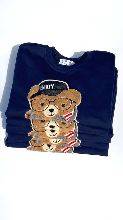 LuBlu Felpa scuola "Orso" Navy