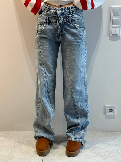 Jeans LBL con impunture Blu ghiaccio