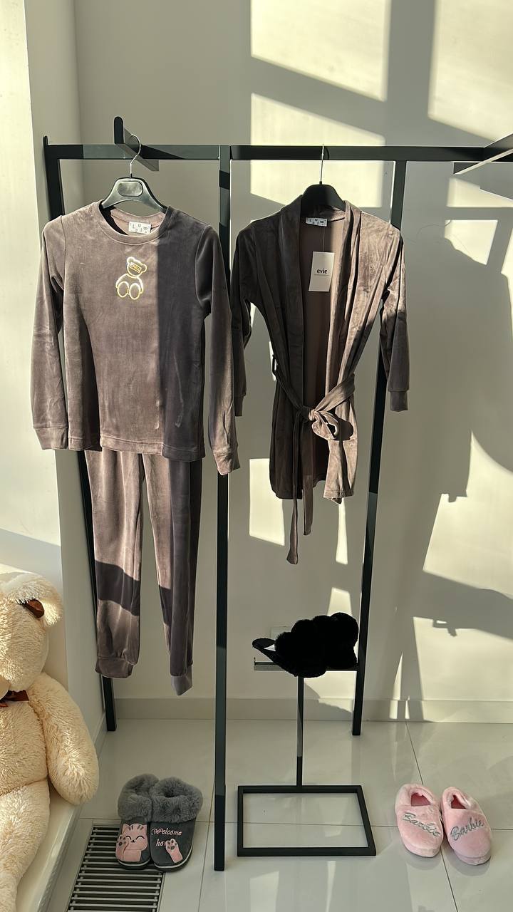 Dream Girl Three-piece pajamas "Teddy" Gray