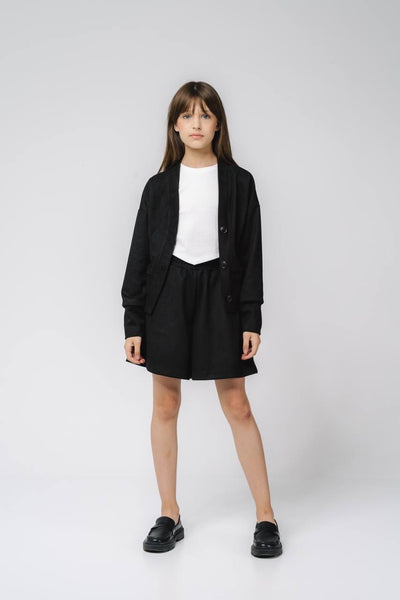 Dreams Girl Casual suede suit with shorts Black