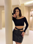 LuBlu crop top z długim rękawem czarny