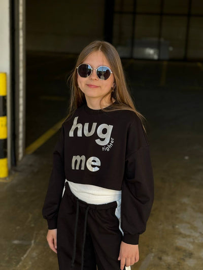 Felpa Lublu Corta "Hug Me" Nera