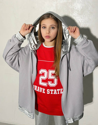 LuBlu Hoodie with a zipper Grey
