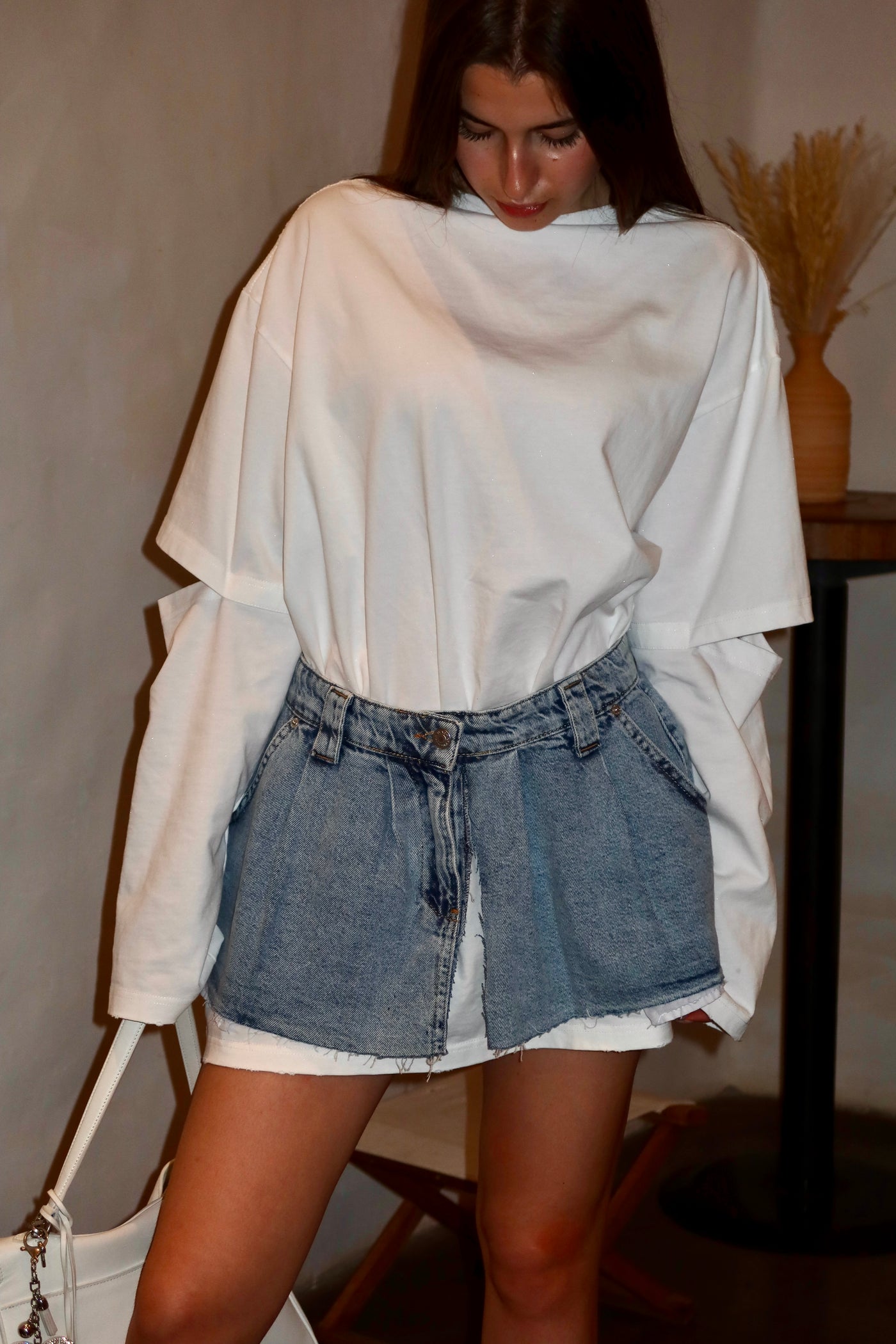 Denim skirt with basque