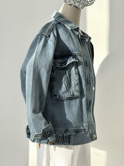 Lublu Kids Denim Jacke mit blauen Jeans -Taschen