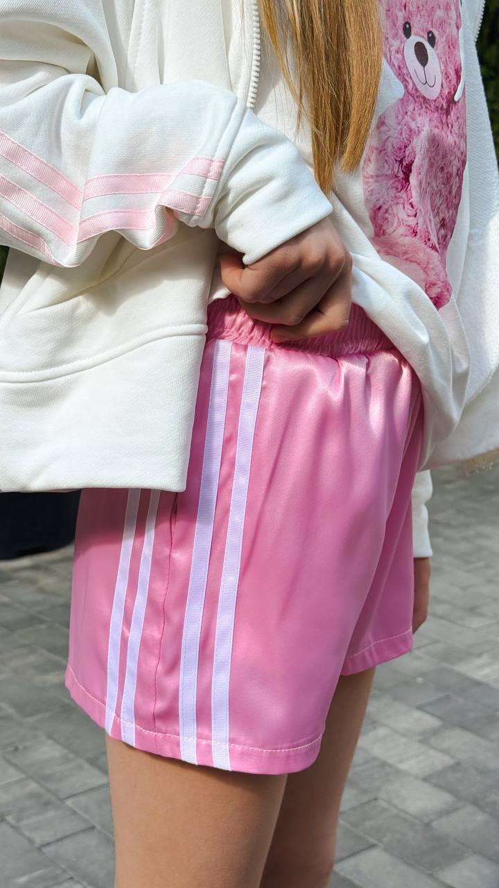 Pink satin shorts