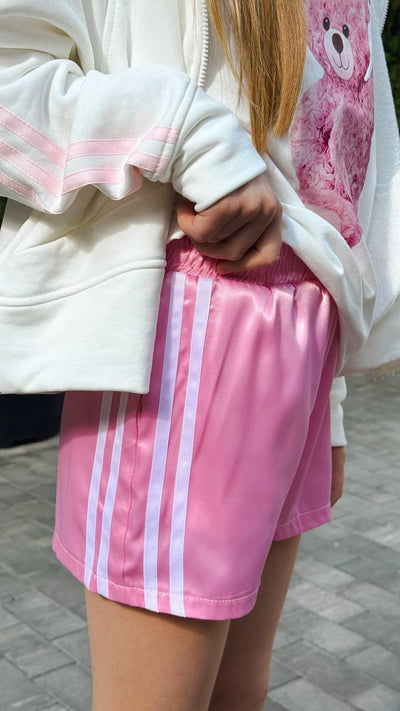 Pink satin shorts