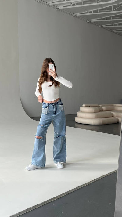 Les jeans Lublis brillent bleu clair