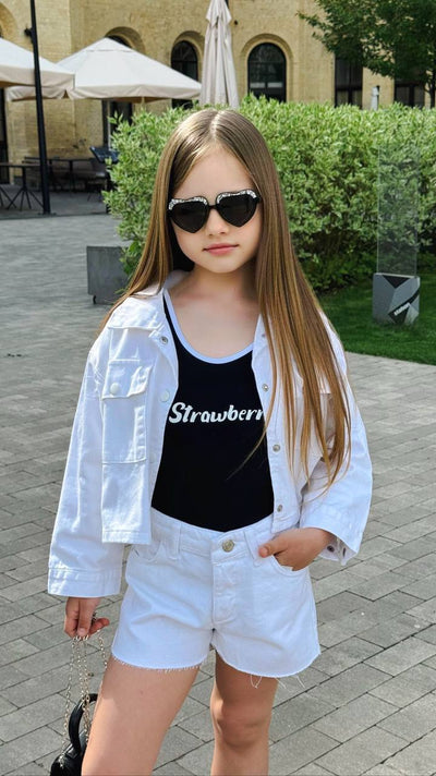 Lublu kids Denim jacket Short White