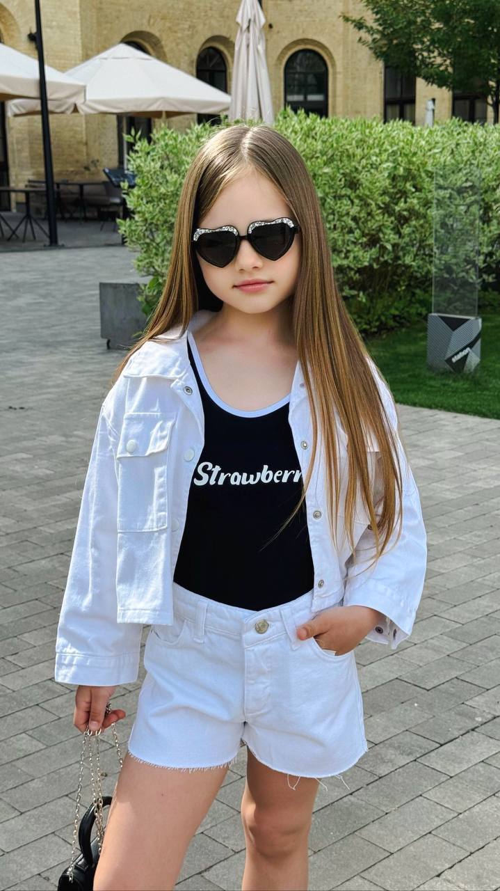 Lublu kids Denim jacket Short White