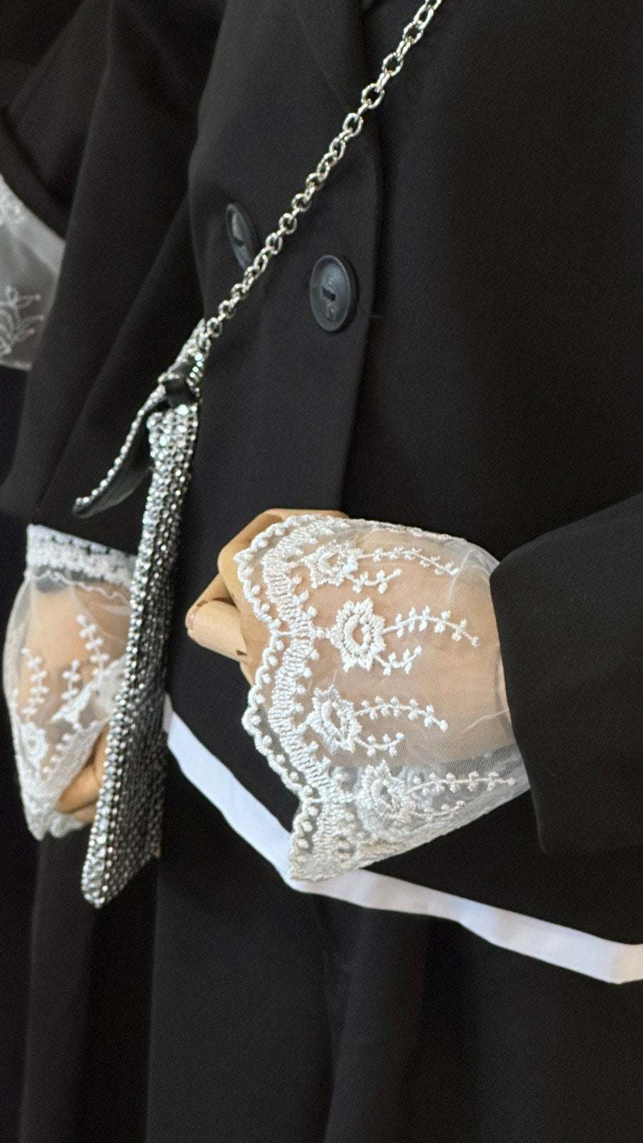 White openwork cuffs