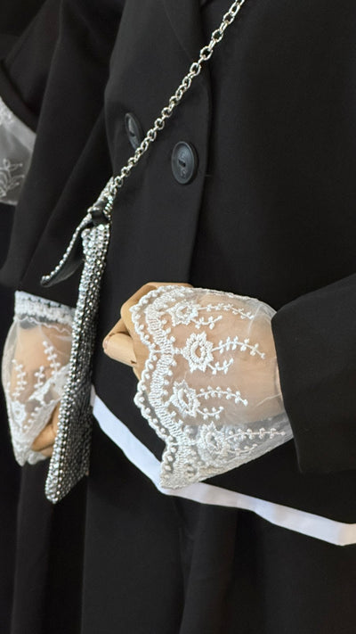 White openwork cuffs